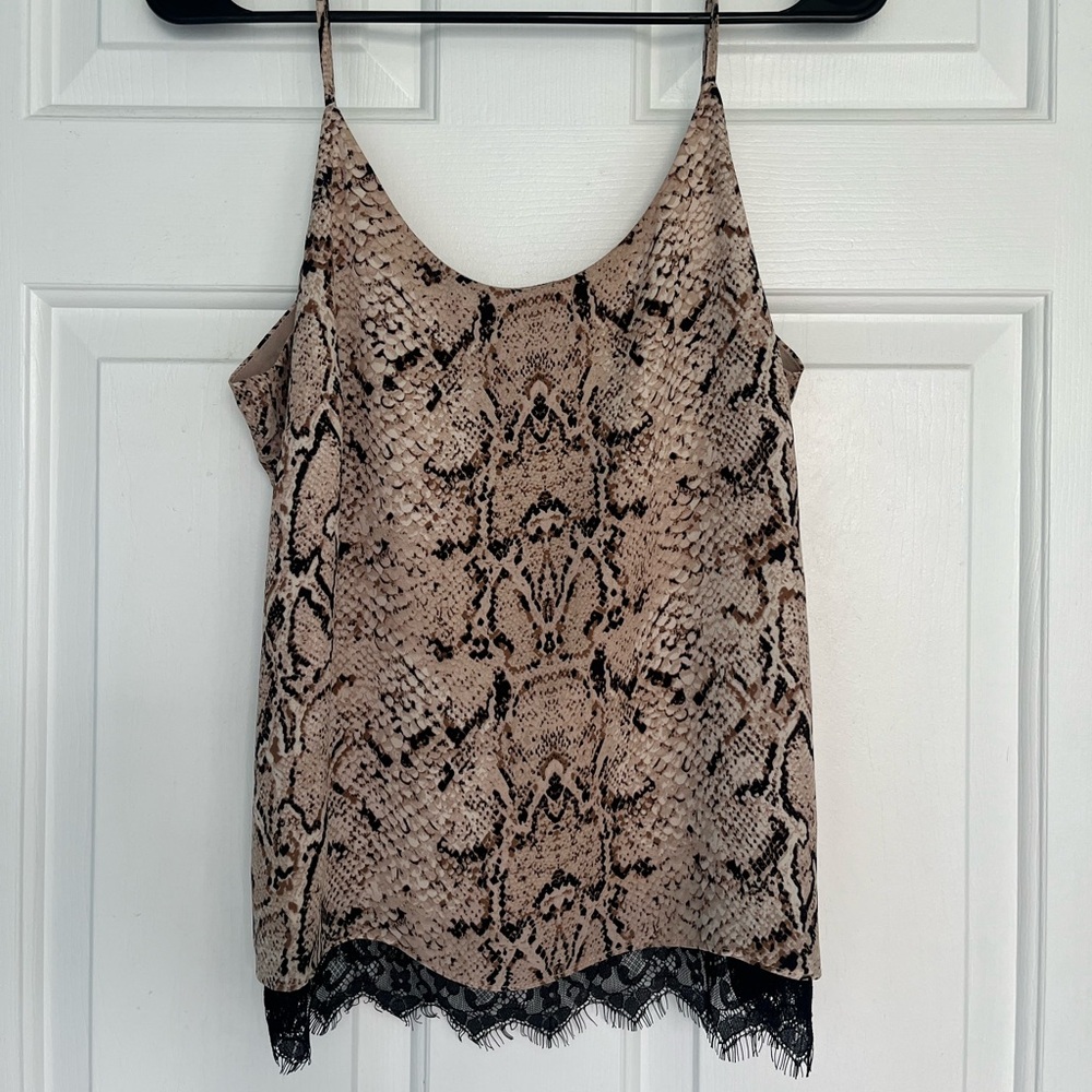 Rachel Zoe snake print and black lace size small top